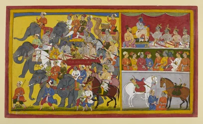 Rāma y hermanos viajan a Ayodhyā, consultan con Vibhīṣaṇa y un sabio.