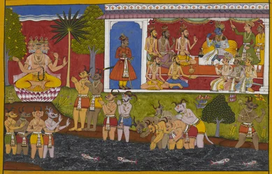 Rāma escucha de Agastya los orígenes de los rākṣasas, empezando por la creación de Prajāpati.