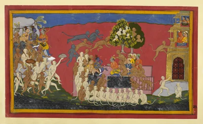 Rāma envía a Aṅgada a desafiar a Rāvaṇa mientras los monos se acercan a Laṅkā.