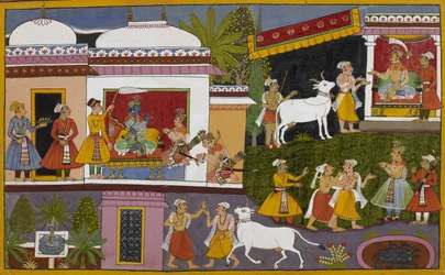 Rāma cuenta a Lakṣmaṇa la historia del rey Nriga y los dos brahmanes a su regreso.