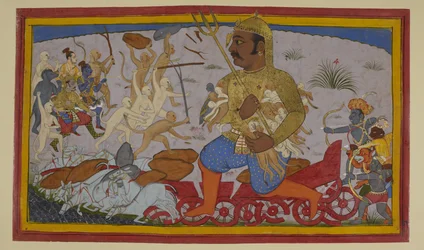 Los aliados de Rāma atacan a Kumbhakarṇa; Aṅgada resulta herido.