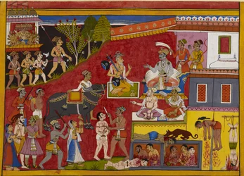 Rāvaṇa desciende al reino de Yama como sigue Nārada.