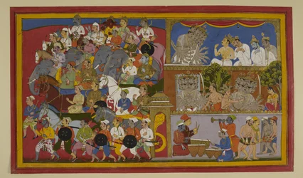 Rāvaṇa se aflige, refrena la ira contra Sītā y se prepara para la batalla.