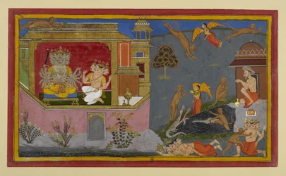 Rāvaṇa ve el viaje de Hanumān; los obstáculos de Brahmā no logran detenerlo.