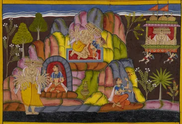 Rāvaṇa se apodera de Vedavatī, que lo maldice y jura provocar su caída como Sītā.