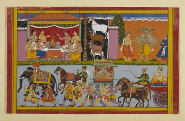 Rāvaṇa visita Nikumbhila donde Meghanāda realiza sacrificios por el poder de la ilusión.