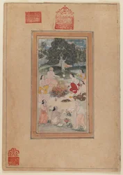 Sadhus reunidos alrededor de un fuego, c.1600