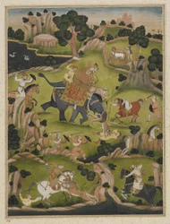 Shah Jahan cazando, folio de álbum separado