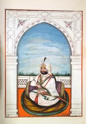Sirdir Ajit Singh, del Reino del Punjab, sus gobernantes y jefes, volumen I, un volumen de 27 estudios en acuarela por un artista indio no identificado, c.1840