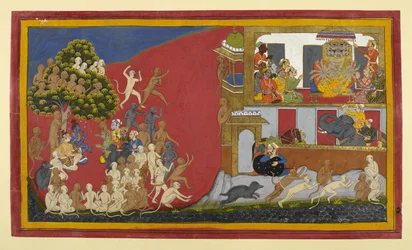 Los espías Śuka y Sāraṇa buscan información enemiga mientras los aliados de Rāma cercan Laṅkā.