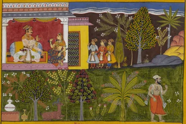 Sukeśa obtiene la soberanía sobre los rākṣasas mediante la penitencia y se muestra con su familia