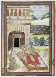 La Rani abandonada, de un Ragamala, Escuela de Rajasthan