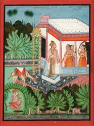 La fuga de Dhola y Maru, Bundi, c.1750