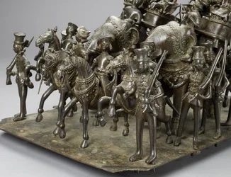 La cabalgata del Rey de Oudh montando con el Residente Británico en elefantes (detalle)