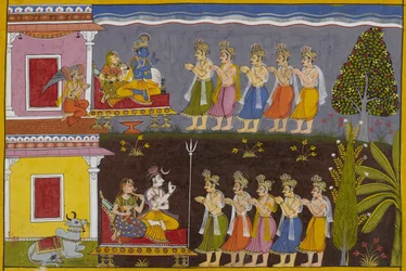 Los dioses piden a Śiva que destruya a los rākṣasas; él los dirige a Viṣṇu, que accede.