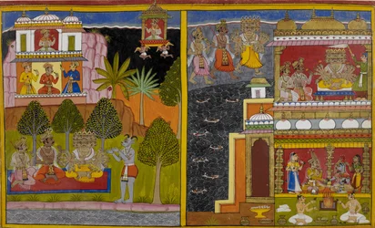 Vaisravana parte hacia el monte Kailāsa mientras Rāvaṇa se apodera de Lanka.