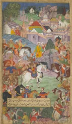 Vol.1 fol.20 Dasaratha se dirige hacia Angada para invitar a Rsyasrnga a su morada