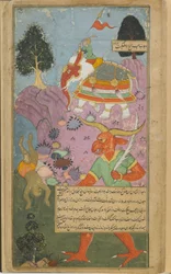 Indra mantiene el orden celestial golpeando al precoz Hanuman