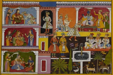 Śatrughna recibe el consejo de Rāma, se despide de su familia y parte a luchar contra Lavana.