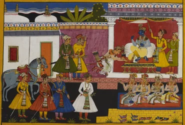 Śatrughna visita a Rāma, quien le permite quedarse una semana debido a sus obligaciones.