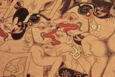 Detalle de un rollo de Wayang Beber (acuarela sobre papel)