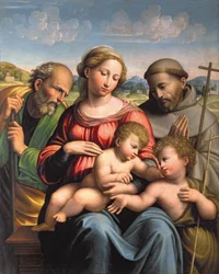 Sagrada Familia con el Niño San Juan Bautista y San Francisco