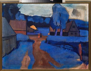 Paisaje azul - Pintura de Iosiph (Iosif) Solomonovich Shkolnik (1883-1926), óleo sobre lienzo, hacia 1910 - Arte ruso, siglo XX, vanguardia - Colección privada