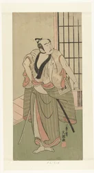 Actor Ichikawa Yaozo II con espada desenvainada