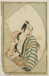 El actor Nakajima Mioemon II, de "Un libro ilustrado de abanicos de escenario (Ehon butai ogi)"