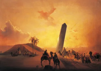 Caravana en el desierto, pintura de Ippolito Caffi (1809-1866)