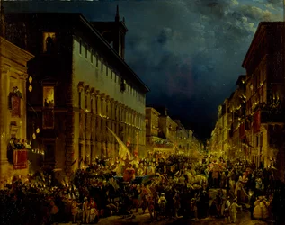 La noche de los Moccoli en Roma, 1834