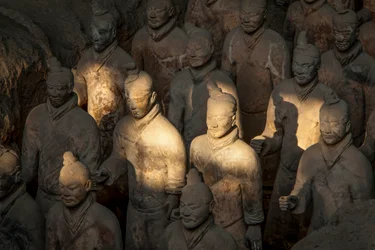 En el Museo de los Guerreros de Terracota, escenas de los distintos guerreros en la zona del Foso 1., 2009 (foto)