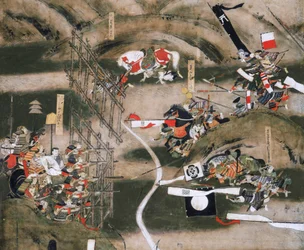 Pantalla de la Batalla de Nagashino 1575, Museo del Castillo de Osaka, 2005 (foto)