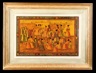 Uno de un par de paneles pintados, Irán Qajar, 1850-75