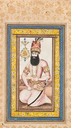 Retrato de Nadir Shah, uno de un par con Karim Khan Zand, Qajar Irán
