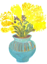 Jarrón floral amarillo brillante
