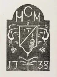 Calco de una piedra angular que representa símbolos masónicos, fechado en 1738