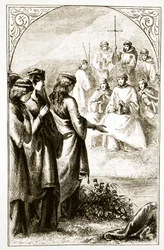La visión del sínodo de clérigos, de The Trias Thaumaturga, o Tres Santos Milagrosos de Irlanda, por Mary Cusack (1829-99) publicado c.1890s