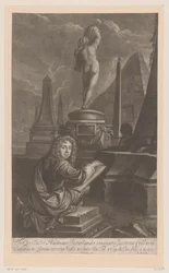 Retrato de Hadriaan Beverland dibujando una estatua de Venus