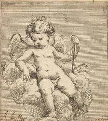 Putto con una antorcha en la mano