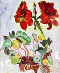 Bodegón floral con amarilis