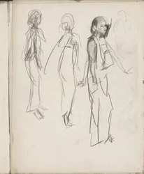 Tres figuras indias de pie
