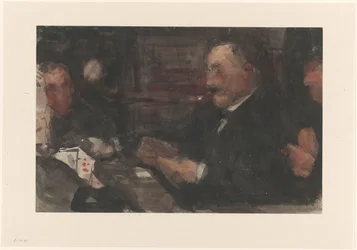 Hombres jugando a las cartas en una cafetería