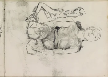 Desnudo femenino arrodillado y reclinado