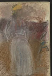 Mujer de pie con vestido oriental