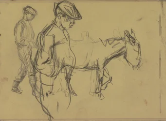 Dos estudios de un niño burro y un burro