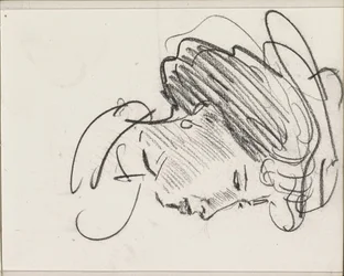 cabeza de mujer con sombrero, de perfil
