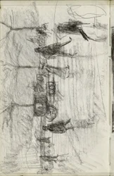 Figuras que caminan y un carruaje.