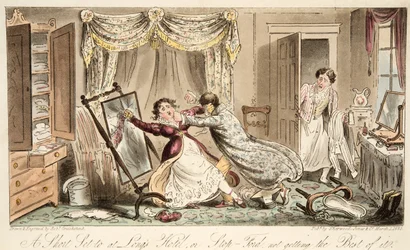 Un Corto Encuentro en Longs Hotel o Stop-Ford no llevándose la mejor parte, de The English Spy, pub. 1824