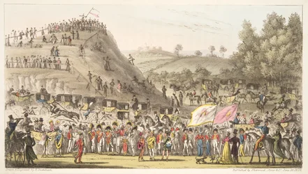 Eton Montem, y el Monte, Salt Hill, de The English Spy, pub. 1824